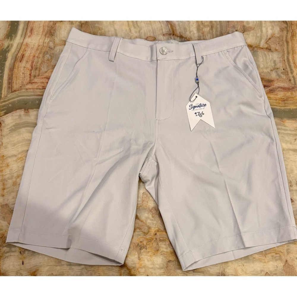 1764 Golf Mens Signature Eagle Performance Shorts Light Gray Stretch Size 32 NWT